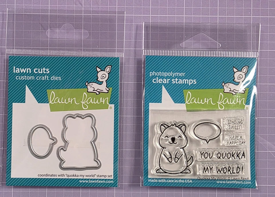 NOVO | Autêntico | Conjunto de selos e moldes Lawn Fawn Quokka My World  - Imagem 1 de 1