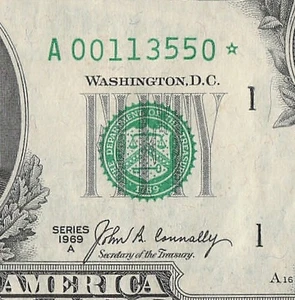 1969 A Boston Star Note Fifty Dollar Bill A00113550* Bright XF to AU - Picture 1 of 11