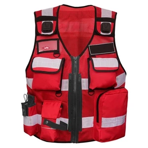 Chaleco de seguridad chaleco de advertencia chaleco de inserción unisex material reflectante rojo Pielini - Imagen 1 de 9