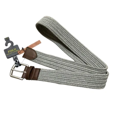 Cinto Polo Ralph Lauren Masculino Elástico Encerado Cinza Tecido Tamanho M 36/38 Novo com etiquetas - Imagem 1 de 4