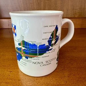 Nova Scotia Map Canada Coffee Mug Cup Crown Warwick Made in England Tartan 8oz - Picture 1 of 7