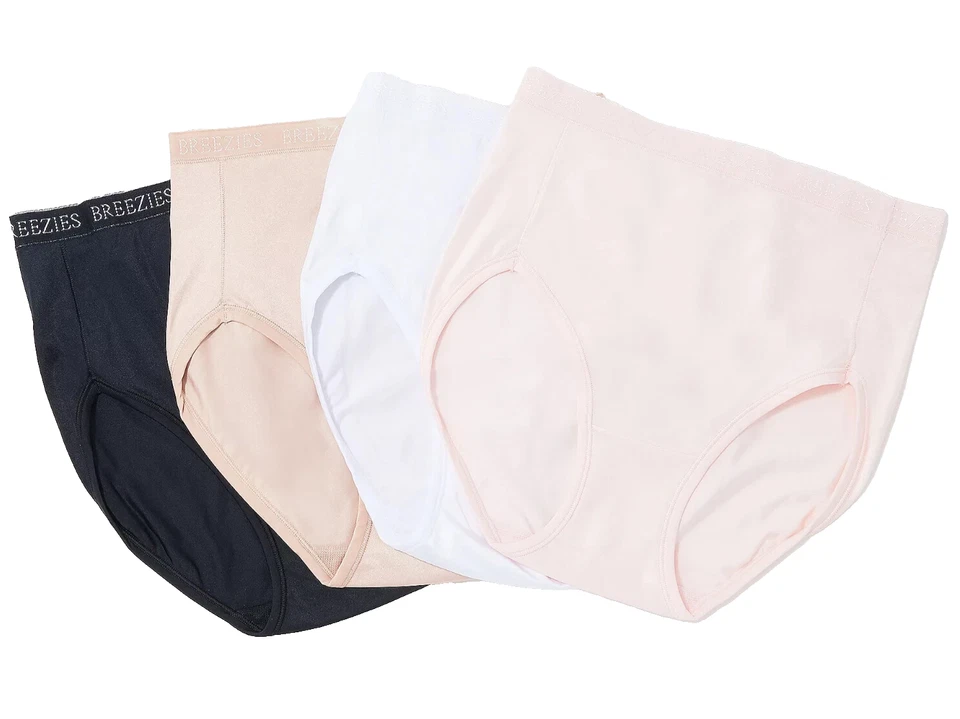 Breezies~Set of 4~Nylon Microfiber Hi-Cut Briefs~Large~Basic~A287800  10991 - Image 1 of 1