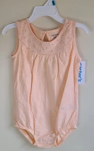 Carters Peach Sleeveless Baby Bodysuit 24M Embroidered 100% Cotton - Picture 1 of 8