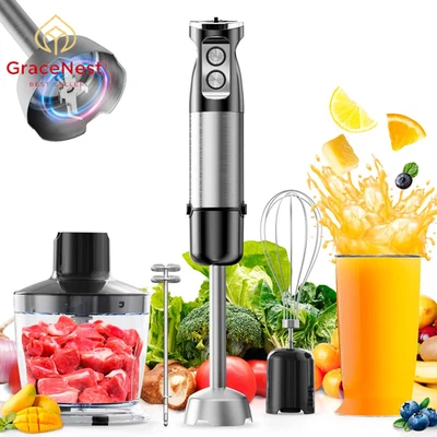 1200W Hand Stick Blender 5in1 Immersion Mixer Chopper Whisk Frother 6 Speed - image 1 of 4