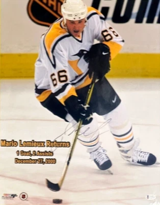 Foto 16x20 firmada por Beckett Mario Lemieux Foto 1 de 4