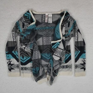 Xhilaration Cardigan Girls Size X-Small Gray/ Teal Aztec Print Made in USA - Picture 1 of 17