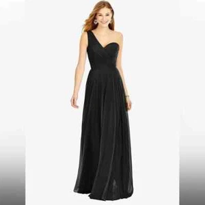 Vestido Vivian Negro Colección Dessy con Detalle de Un Hombro Talla 8 - Imagen 1 de 4