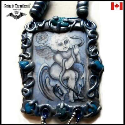 Jewelry Lucky Talisman Good Luck Amulet Pendant Gothic Necklace Volac Goth Angel - Image 1 of 4