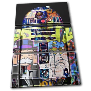 Star Wars Droid R2D2 Urban Graffiti TREBLE CANVAS WANDBILD Bild Druck - Bild 1 von 1