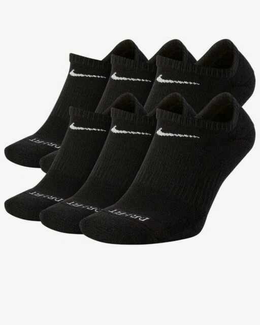 Nike Everyday Plus Cushion No Show Men's Socks - Black, 6 Pack