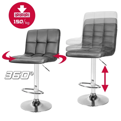 Barhocker Barstuhl Höhenverstellbar Drehbar leder edelstahl küchenhocker design - Bild 1 von 4