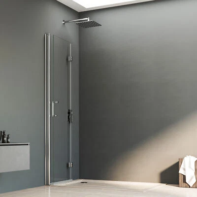 BOROMAL Dusche Faltbar+Drehbar Duschabtrennung Falttür 6mm Glas 180 Grad Modernes Design