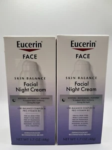 LOT OF 2 Eucerin Face Facial Night Cream Moisturizes For All Skin Types 1.7oz - Picture 1 of 1