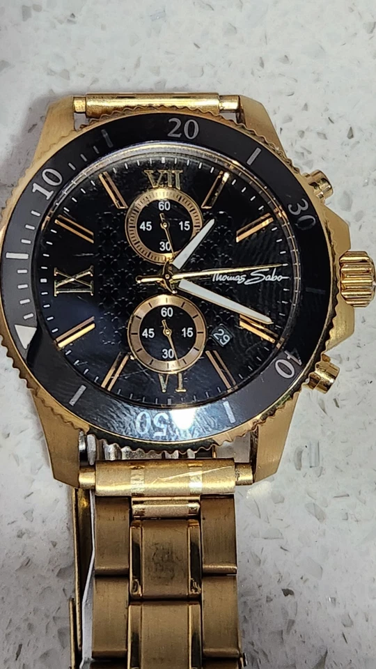 GENUINE GOLD TONE THOMAS SABO WA0265 METAL CHRONOLOGICAL WRIST  WATCH - image 1 of 4