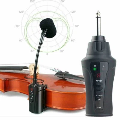 UHF Wireless Microphone Condenser Clip on Instrument Mic for Violin Stage 16 CH - Image 1 of 4