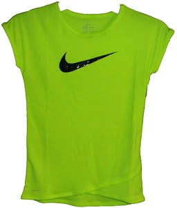 NIKE Dri-Fit Girl's "SWOOSH" Volt Green Athletic Shirt Size: 6 (Medium) NWT $24 - Picture 1 of 3