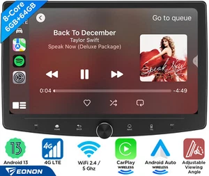 Eonon 2 DIN 8-Core CarPlay Android Auto 10.1" QLED Touch Screen Car Stereo Radio - Picture 1 of 24