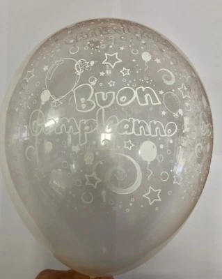 50 PALLONCINI BUON COMPLEANNO TRASPARENTE GLOBO 30 cm trasparenti Made in Italy - Immagine 1 di 3