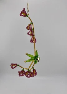 Vtg Christopher Radko ? Beaded Glass Long Hanging Flower Christmas Ornament 7” - Picture 1 of 5