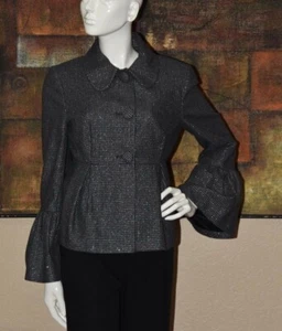 HELENE BERMAN Haute Couture Bell Cuff Tweed Shimmer Blazer Jacket Size:M - Picture 1 of 7