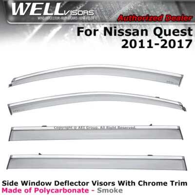 WELLvisors For Nissan Quest 2011-2017 Side Deflectors Windowow Visors Chrome - Image 1 of 4