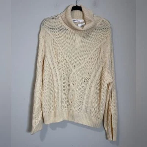 All in Favor Womens Sweater Size Large Cream Knit Turtleneck NWT - Picture 1 of 9