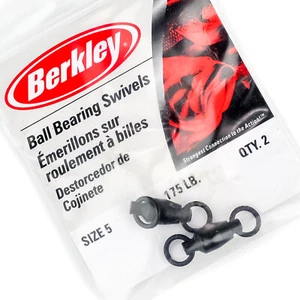 BERKLEY Ball Bearing Swivel Welded Rings Size 5 175lb 2ct - Matte Black - Picture 1 of 3