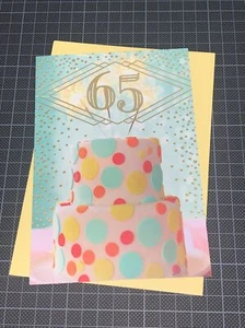 Hallmark 65th Birthday Card: Cake Here’s To New Stories Adventures Blessing Love - Picture 1 of 7