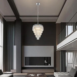 E26 Crystal Chandelier Modern Ceiling Light Lamp Pendant Lighting Fixture - Picture 1 of 24