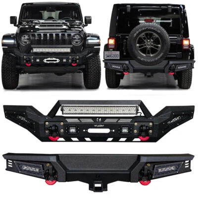 Vijay Fit 2007-2018 Jeep Wrangler JK Front or Rear Bumper with LED Lights Foto 1 de 4