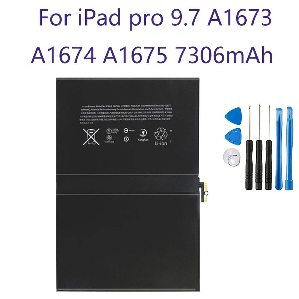 Bateria de substituição A1673 A1674 A1675 + ferramentas para iPad Pro 9.7 1ª geração 7306mAh - Imagem 1 de 1