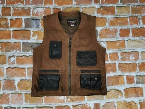 Chevignon Vintage Denim Jäger Leather Vest Brown Casual Size L Tip Top - Picture 1 of 8