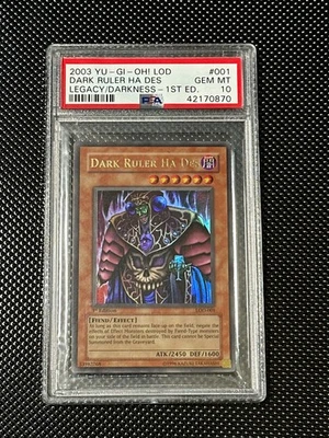 YUGIOH PSA 10 2003 Dark Ruler Ha Des LOD-001 Ultra Rare 1st Edition *0870 - Image 1 of 2