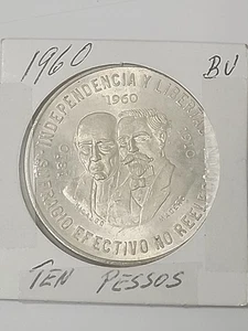 1960 MEXICO TEN PESOS BU UNC. - Picture 1 of 2