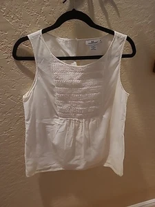 Euc Vineyard Vines ärmelloses gerafftes weißes Baumwolltop für Damen Gr. Medium - Bild 1 von 5