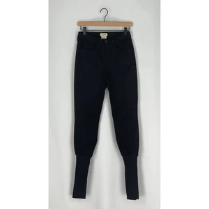 L'agence Black Glitter Denim Jeans Ribbed Knit Bottom Womens 25 New - Picture 1 of 9