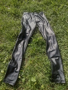 Kids Black  Faux Leather Leggings Sz 7 / Medium - Picture 1 of 4
