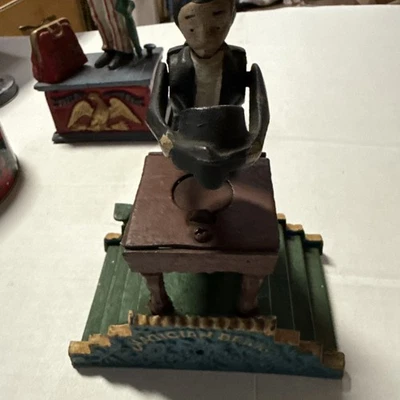 Vintage Mint Magician Cast Iron Mechanical Bank  Book Of Knowledge Repro - Image 1 of 4