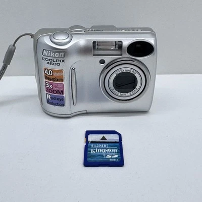 Nikon Coolpix 4600 4.0MP Compact Digital Camera Point & Shoot Silver w SD Card - Image 1 of 4