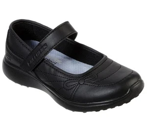 Skechers Microstrides School Sweetheart Black Mary Jane Hook & Loop Shoes Size 5 - Picture 1 of 4