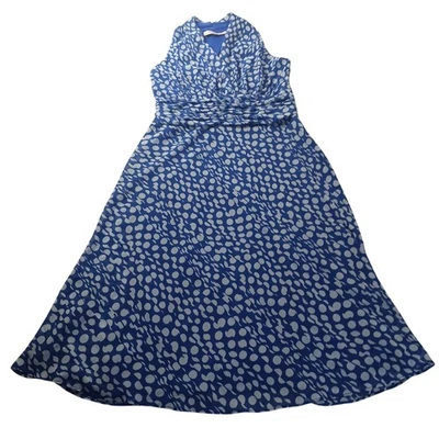 Vestido Evan Picone Lunares Midi 10 Azul Blanco Retro Estilo Envolvente Declaración Vacay Foto 1 de 4