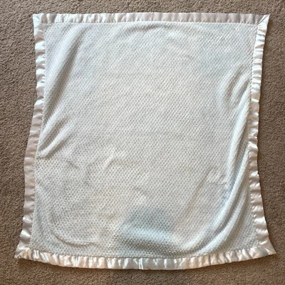 Manta para bebé azul satinado tejido gofre 28x28 manta de recepción regalo de ducha Foto 1 de 4