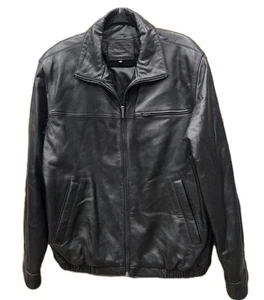 Brandini Le Collezioni Schwarzer Ledermantel / Jacke mit Reißverschluss Herren M’s - Bild 1 von 14