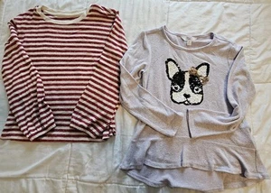 Cat & Jack Red & White Sweater & Bailey Lane Dog Design Sweater Girls Size 6/7 - Picture 1 of 16