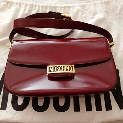 MOSHINO Redwall Shoulder Bag Wine Red Leather Used Vintage Authentic - Image 1 of 4