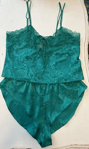 Vintage VICTORIA’s SECRET Tap Pants Panties Cami 80s-90s Gold Label Sz M Emerald - Bild 1 von 4