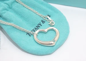 Collar Tiffany & Co. Plata de Ley 27mm Corazón Abierto 18" De Colección - Imagen 1 de 7