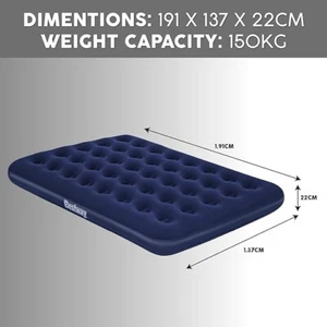 Bestway Inflatable Double Air Bed Premium Quality Flocked Blow Up Mattress - Picture 1 of 4