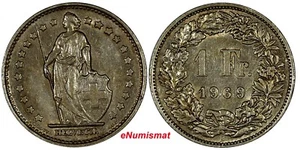 Schweiz Kupfer-Nickel 1969-B 1 Franken EDELSTEIN BU MÜNZE Toning KM# 24a.1 (10 838) - Bild 1 von 3