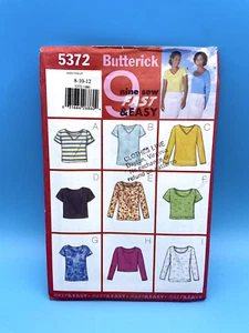 Sin cortar 1998 #5372 Butterick 9 coser patrón rápido y fácil - camisas - 8, 10, 12 - Imagen 1 de 4
